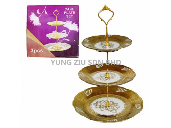 3 LAYER CAKE PLATE SET